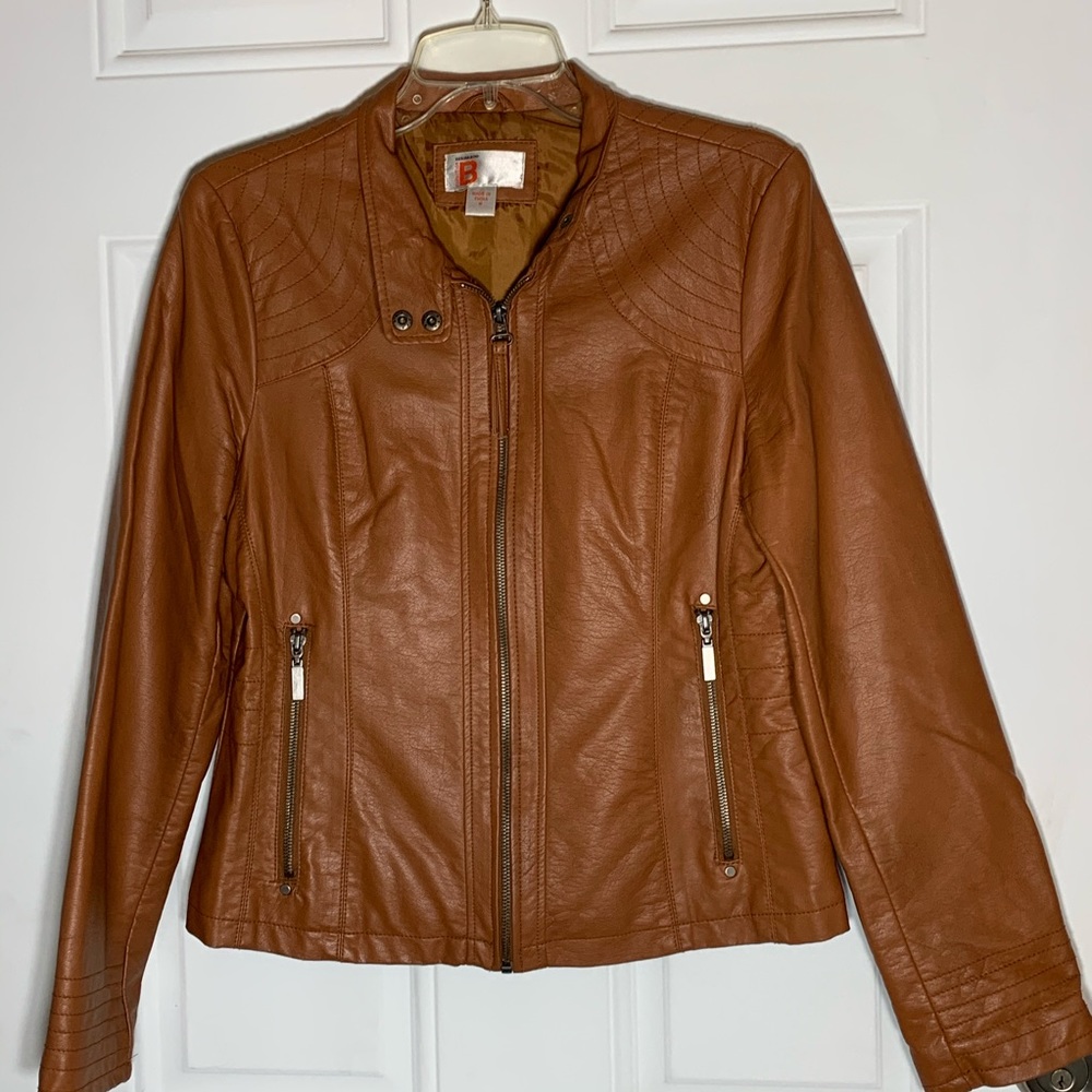 Bernardo Women’s Brown Fitted Faux Leather Jacket